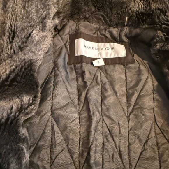 Marc New York Mens Brown Coat with Faux Fur - Picture 3 of 3